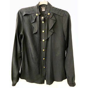 Club Monaco Ruffle Front Silk Blouse - M